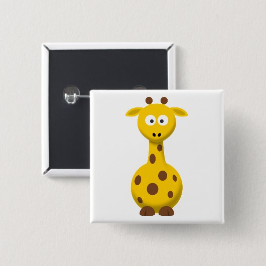 Badge Carré 5 Cm Giraffe de dessin (Devant & derrière)