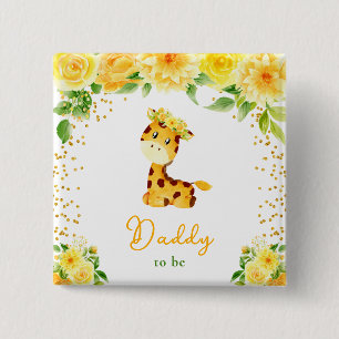 Badge Carré 5 Cm Giraffe Jaune Floral Papa