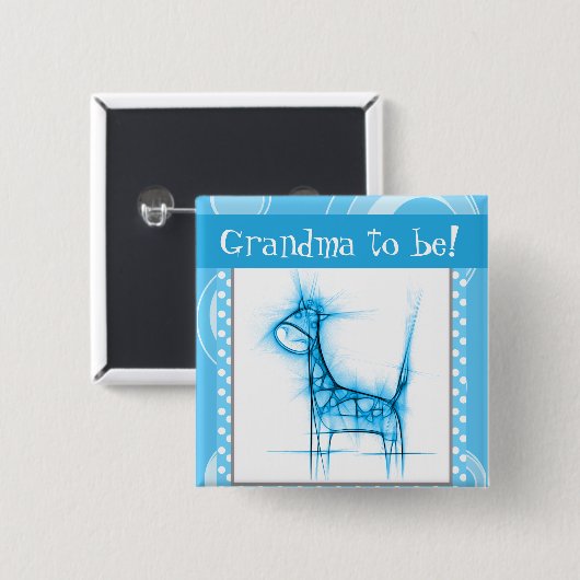 Badge Carré 5 Cm Giraffe Pote bleu et blanc Polka (Devant & derrière)