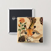 Badge Carré 5 Cm Giraffe romantique - Gentleman - Drôle (Devant & derrière)
