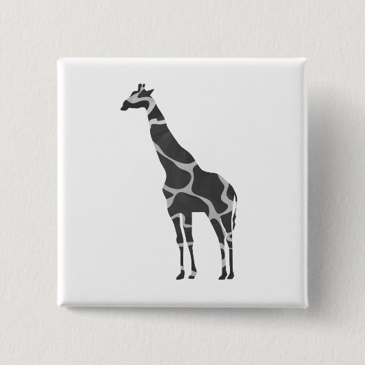Badge Carré 5 Cm Giraffe Silhoutte noir et gris (Devant)