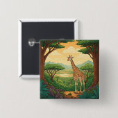 Badge Carré 5 Cm Giraffe standing in a wilderness setting (Devant & derrière)