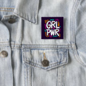 Badge Carré 5 Cm Girl Power (En situation)