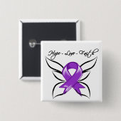 Badge Carré 5 Cm GIST Cancer Hope Love Faith (Devant & derrière)