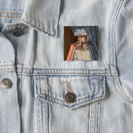 Badge Carré 5 Cm Giuseppe Arcimboldo - Le Bibliothécaire (En situation)