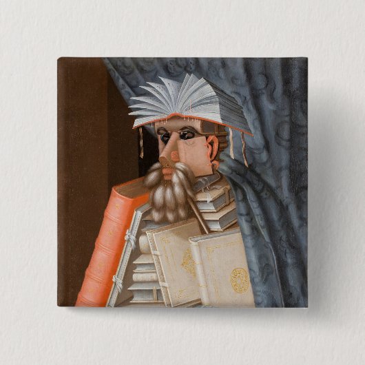 Badge Carré 5 Cm Giuseppe Arcimboldo - Le Bibliothécaire (Devant)