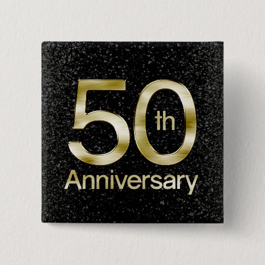 Badge Carré 5 Cm Glam Gold 50th Anniversary (Devant)