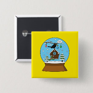 Badge Carré 5 Cm Globe des neiges avec chant Blackbird