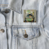 Badge Carré 5 Cm Globe terrestre et céleste (En situation)