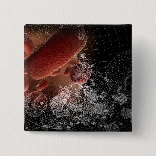 Badge Carré 5 Cm Globules rouges dans le wireframe (Devant)