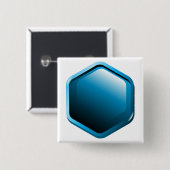 Badge Carré 5 Cm Glossy Blue Hexagon Icon Modern Geometric (Devant & derrière)