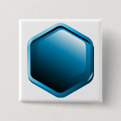 Badge Carré 5 Cm Glossy Blue Hexagon Icon Modern Geometric (Devant)