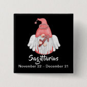 Badge Carré 5 Cm Gnome Sagittarius Astrologie Signal Angel Pinback, (Devant)