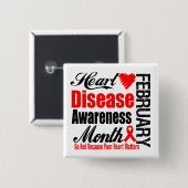 Badge Carré 5 Cm Go Red Awareness Month (Devant & derrière)