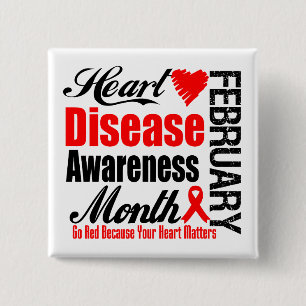 Badge Carré 5 Cm Go Red Awareness Month