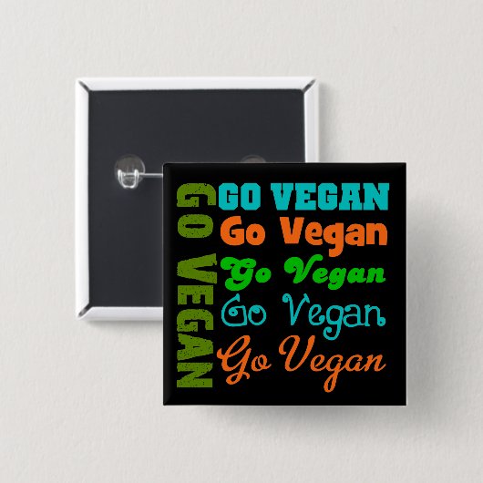 Badge Carré 5 Cm Go VEGAN (Devant & derrière)