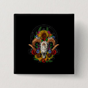 Badge Carré 5 Cm Goat Skull