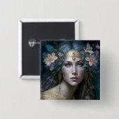 Badge Carré 5 Cm Goddess Imaginaire Art (Devant & derrière)