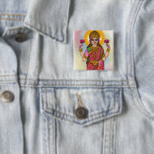 Badge Carré 5 Cm Goddess Lakshmi Button (En situation)