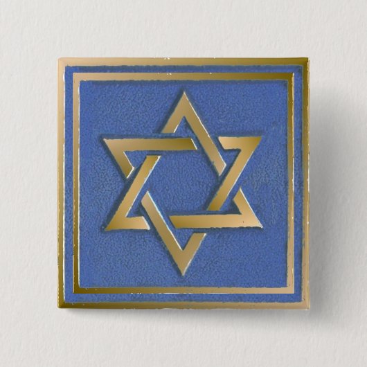 Badge Carré 5 Cm Gold Blue Star de David Art Panel (Devant)
