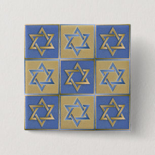 Badge Carré 5 Cm Gold Blue Star de David Art Panels
