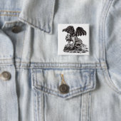 Badge Carré 5 Cm Golem Gargoyle (En situation)