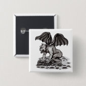 Badge Carré 5 Cm Golem Gargoyle (Devant & derrière)