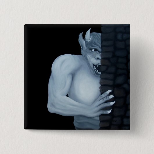 Badge Carré 5 Cm Golem - Gargoyle (Devant)