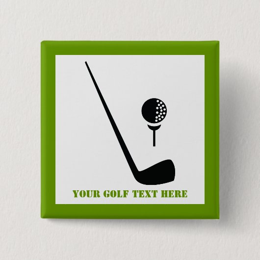 Badge Carré 5 Cm Golf club and ball black, green custom (Devant)