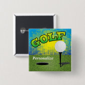 Badge Carré 5 Cm Golf 🏌️ ‍ ♂️ sur le Green (Devant & derrière)