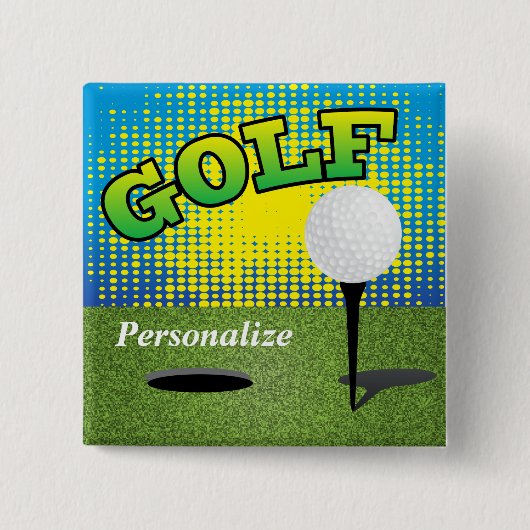 Badge Carré 5 Cm Golf 🏌️ ‍ ♂️ sur le Green (Devant)