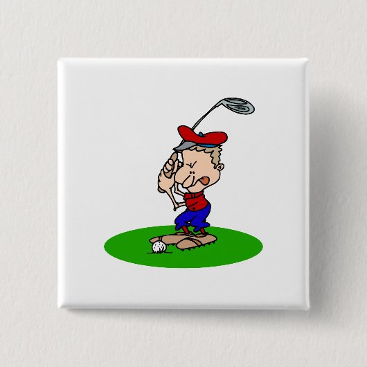 Badge Carré 5 Cm Golfeur fâché (Devant)