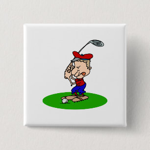 Badge Carré 5 Cm Golfeur fâché