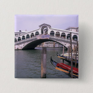 Badge Carré 5 Cm Gondoles et touristes près du pont du Rialto