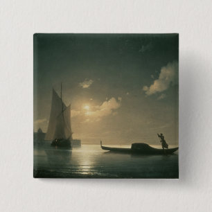 Badge Carré 5 Cm Gondolier en mer par la nuit, 1843