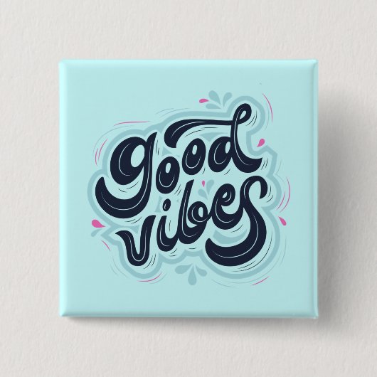 Badge Carré 5 Cm Good Vibes Button (Devant)