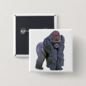 Badge Carré 5 Cm Gorille de Silverback, dos de blanc (g2p2) (Devant & derrière)