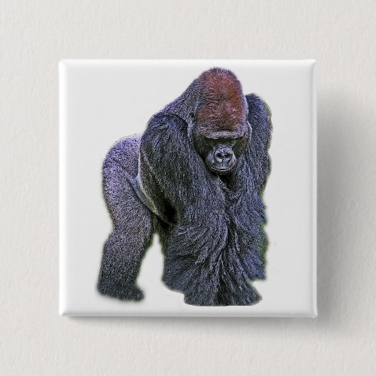Badge Carré 5 Cm Gorille de Silverback, dos de blanc (g2p2) (Devant)