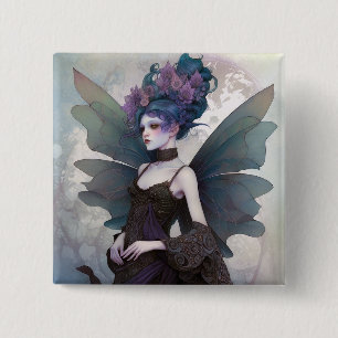 Badge Carré 5 Cm Goth Dark Fairy Girl Imaginaire Art