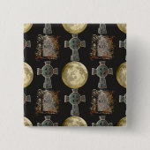 Badge Carré 5 Cm Gothique R.I.P. Headstone Celtic Cross Pleine lune (Devant)