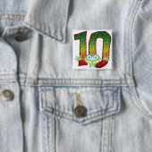 Badge Carré 5 Cm Goule de 10 âges (En situation)