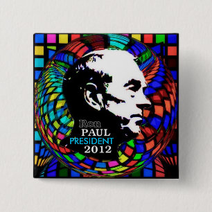 Badge Carré 5 Cm Goupille 2012 carrée psychédélique de Ron Paul