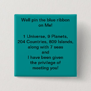 Badge Carré 5 Cm Goupille bonne le ruban bleu sur moi bouton