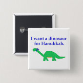 Badge Carré 5 Cm Goupille de dinosaure de Hanoukka (Devant & derrière)
