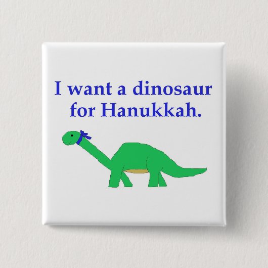 Badge Carré 5 Cm Goupille de dinosaure de Hanoukka (Devant)