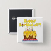 Badge Carré 5 Cm goupille de gâteau d'anniversaire (Devant & derrière)