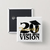 Badge Carré 5 Cm Graduation 2020 Une classe avec vision (Devant & derrière)