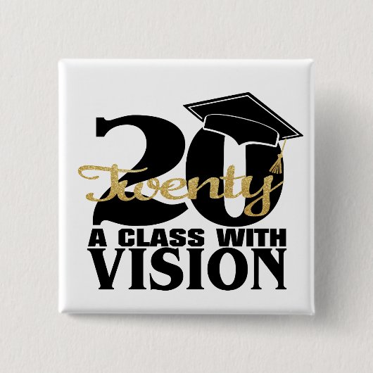 Badge Carré 5 Cm Graduation 2020 Une classe avec vision (Devant)