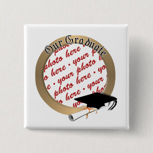 Badge Carré 5 Cm Graduation Cap w/Gold Frame