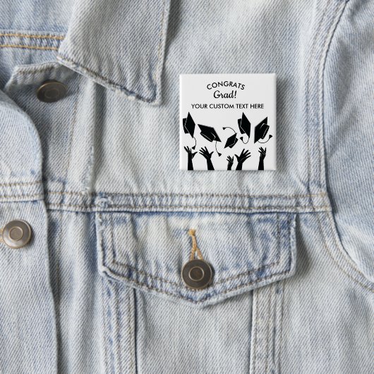 Badge Carré 5 Cm Graduation Caps Toss Congrats Grad Custom (En situation)